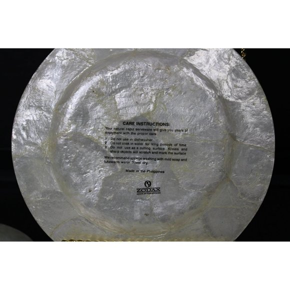 Set of 6 Capiz Serveware Floral Plates From Philippines - Picture 9 of 15